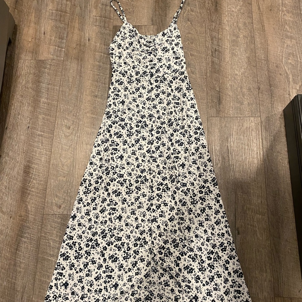 Zara Black and White Floral Maxi Dress